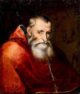 Scuola romana, secolo XVI- Portrait of the Pope Paul III, born Alessandro Farnese, head of the Catholic Church from 1534 to 1549