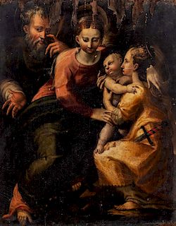 Scuola emiliana, secolo XVI- The mystical marriage of Saint Catherine