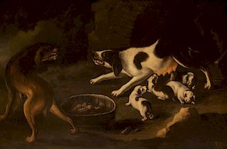 Baldassare de Caro (Napoli 1689-Napoli 1750)  - The defense of the puppies