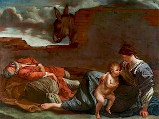Studio di Orazio Gentileschi (Pisa 1563 – Londra 1639)- Rest during the flight to Egypt 