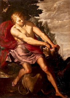 Pittore fiammingo attivo in Italia, secolo XVII- Hercules and the Lion