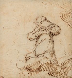 Pietro Novelli, detto il Monrealese (Monreale 1603-Palermo 1647)  - Saint Francis (study for a fresco)
