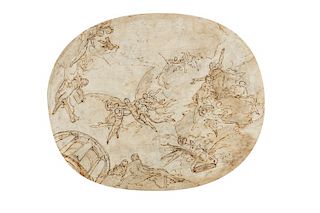 Scuola veneta, secolo XVIII- Study for a fresco with allegorical figures (recto and verso)