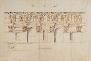 Scuola spagnola, secolo XVIII- Study for a facade