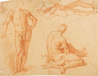 Scuola italiana, inizi secolo XIX- Study for the Flagellation; and Study of male nudes