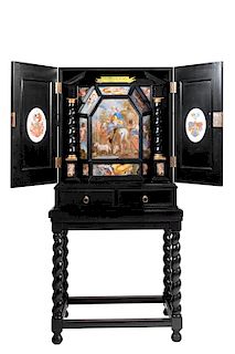 A composite neapolitan Cabinet, with paintigs on glass of the 18th century