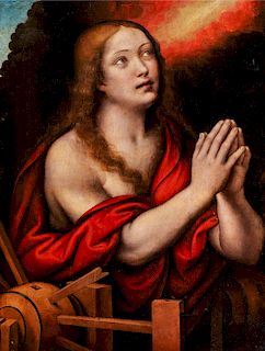 Giovan Pietro  Rizzoli, detto Giampietrino (Milano  1508-1549)  - Saint Catherine of Alexandria