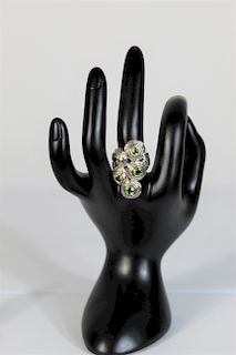 Sterling Silver & Peridot Cluster Ring