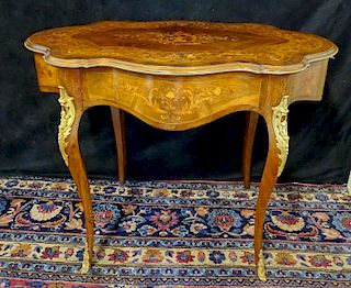 LOUIS XV STYLE MARQUETRY INLAID CENTER TABLE 