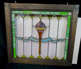 LEADED  STAINED GLASS WINDOW 