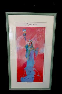 PETER MAX SGN. 1981 STATUE OF LIBERTY POSTER  