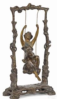 Bronze figure of a girl in a swing, ca. 1900, 10''