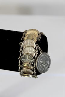 Antique Mexican Silver Coin Bracelet