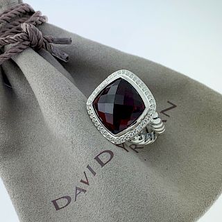 David Yurman Albion 20mm Garnet Diamond Ring