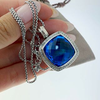 David Yurman Albion 20mm Blue Topaz Diamond Necklace