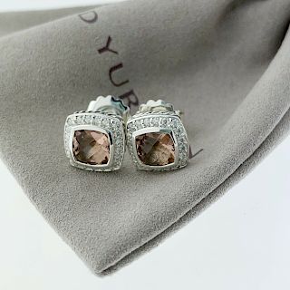 David Yurmn Morganite Diamond 7mm Albion Earrings