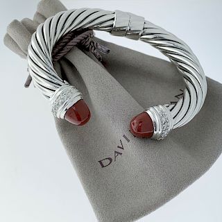 David Yurman Carnelian and Diamonds 10mm Bracelet