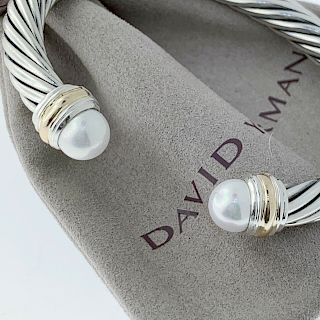 David Yurman Cable Classic  Pearl 14k Bracelet 7mm