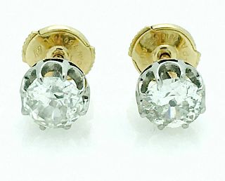 ALPA 18k Gold  1.7 TCW Diamond SI Clarity G-H Color  Stud Earrings