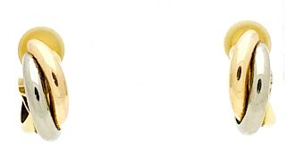 Cartier  18k Tri-Tone Gold Trinity Earrings 19mm 