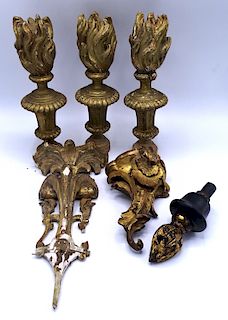 LOT CARVED GILT ITEMS