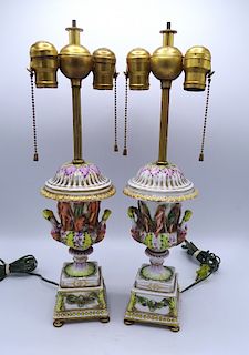 PR. 19TH C. EARLY CAPODIMONTE  LAMPS 