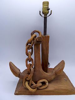 CARVED WOOD ANCHOR LAMP 