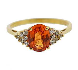 18K Gold Diamond  Gemstone Ring