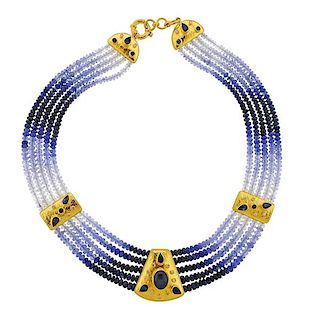 Ara 24K Gold Diamond Star Sapphire Necklace 