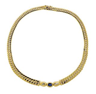 Caplani Paris 18K Gold Diamond Sapphire Necklace