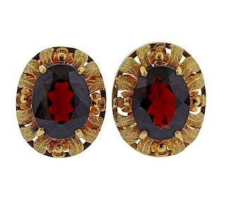 H. Stern 1970s 18k Gold Garnet Earrings