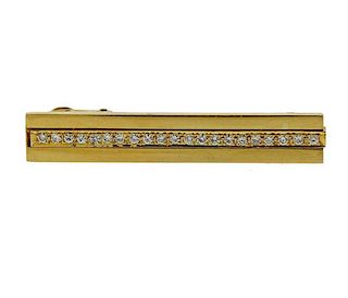 14k Gold Diamond Tie Clip Bar
