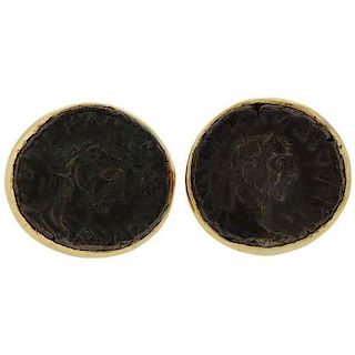 Large 18k Gold Ancient Coin Cufflinks