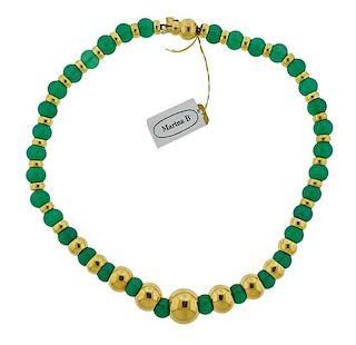 Marina B Sfera 18K Gold Chrysoprase Bead Necklace