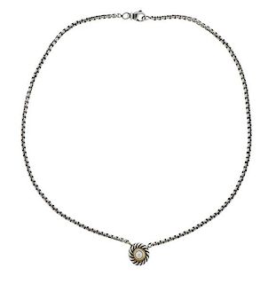 David Yurman Cookie Silver Pearl Pendant Necklace
