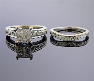 14K Gold Diamond  Bridal Wedding Ring Set
