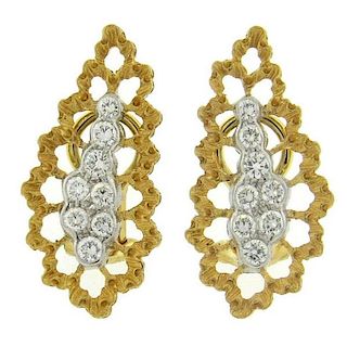 Buccellati Two Color 18k Gold Diamond Earrings