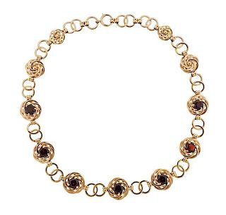 Tiffany &amp; Co Retro 14K Gold Garnet Necklace