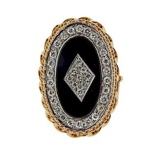 14K Gold Diamond Onyx Ring