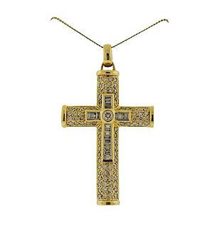 Uno a Eerre 14K Gold Diamond Cross Pendant Necklace