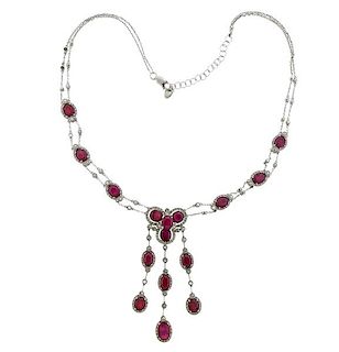 18k Gold Diamond Ruby Pendant Necklace 