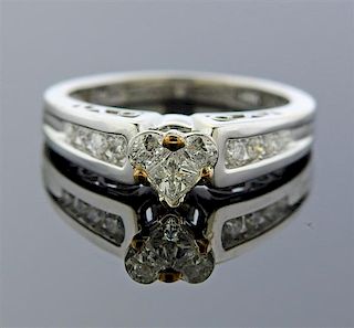 14K Gold Diamond Heart Engagement Ring