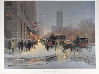 G. Harvey "The Plaza New York" Lithograph Art Print