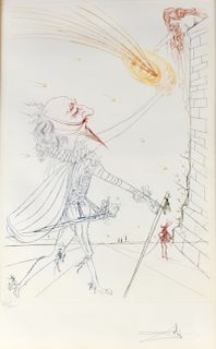 Salvador Dali "Cyrano de Bergerac and Roxanne" Amours Celebres Color Engraving 