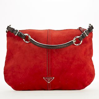Prada Red Suede Handbag Purse