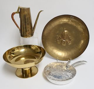 Group of Early 20th C. Brass Table Objects