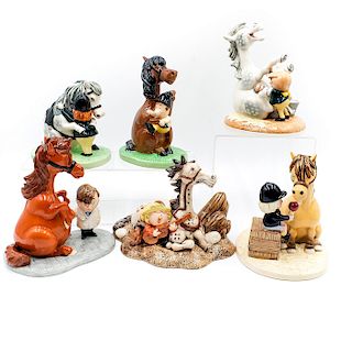 6 ROYAL DOULTON NORMAN THELWELL FIGURINES