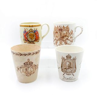 4 ENGLISH ROYALTY KINGS AND QUEENS CERAMIC CUPS