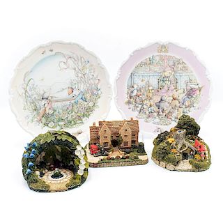 5 DOULTON THE WIND IN THE WILLOWS COTTAGES AND PLATES