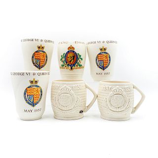 6 BESWICKWARE ROYALTY KINGS AND QUEENS CUPS AND MUGS